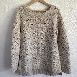 Banana Republic Star-Stitch Knit Crew Pullover Sweater Merino Wool Alpaca Blend